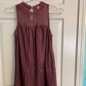 Deep Mauve Lace Dress, Size XS
